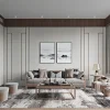Decoration of the living room with beige - gray wallpaper