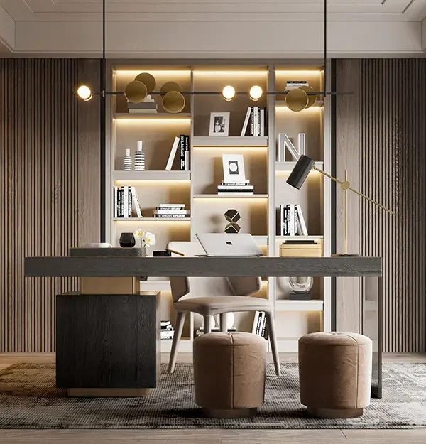 Warm - toned study room