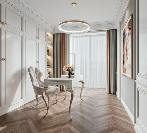 Cool - toned simple study room